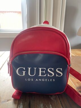 GUESS Red and Navy Logo Mini Backpack